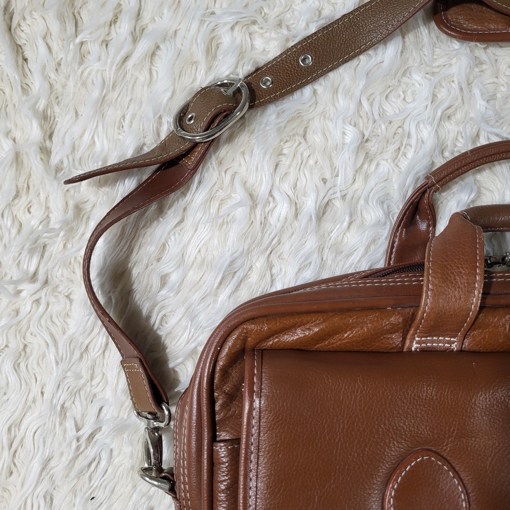 McKlein USA Kenwood 16" Leather Double Compartment Laptop Briefcase - Brown - Picture 4 of 16